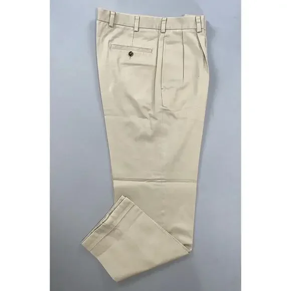 Brooks Brothers Pleated Elliot Advantage Chino Pants. Beige, Men's 34X32. EUC! - Picture 1 of 9